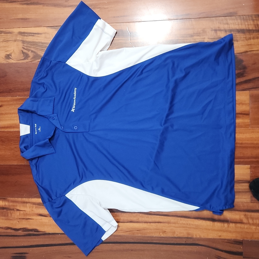Blue and white polo Bristow Academy